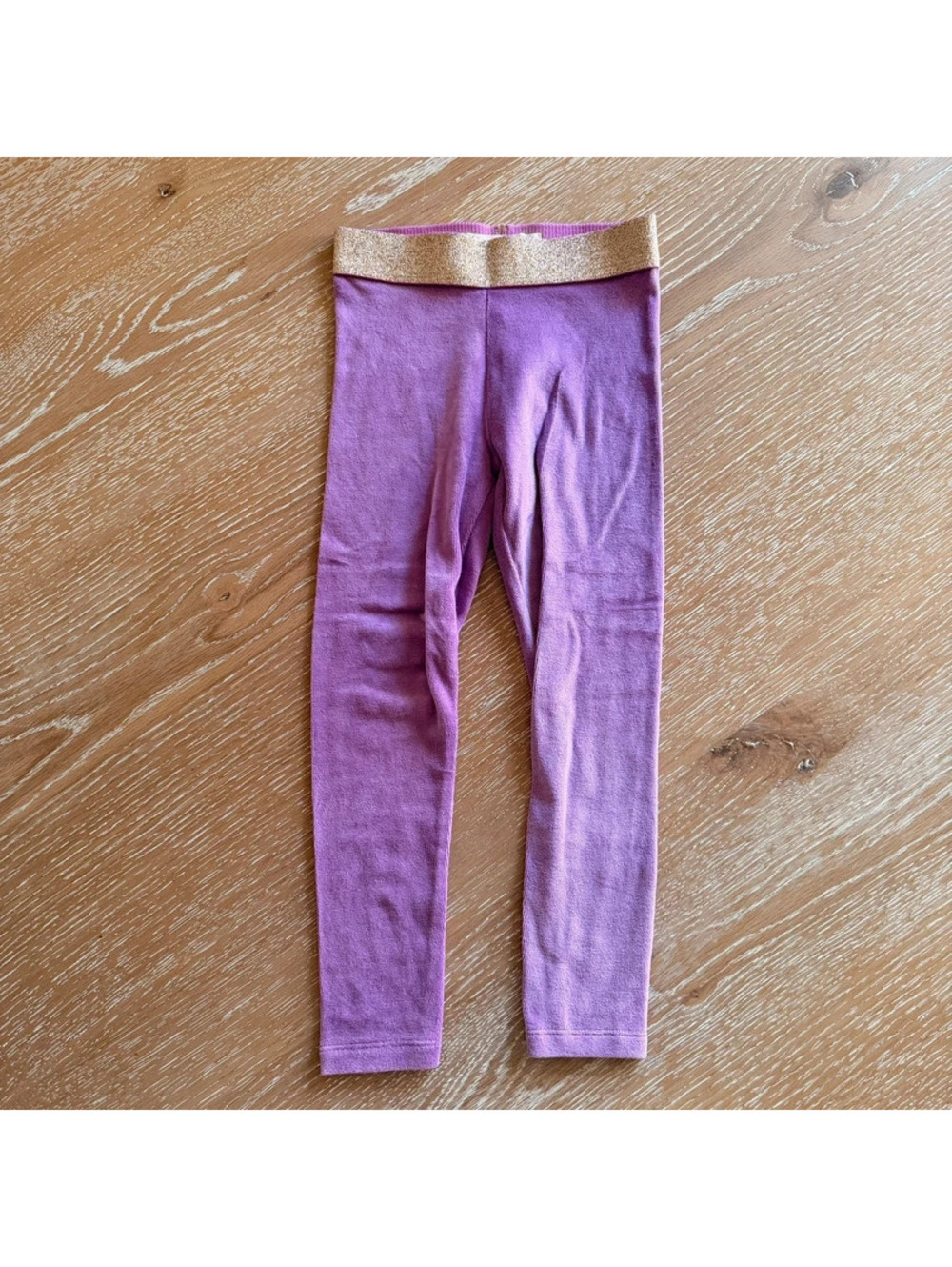 Mini Boden Girls Purple Leggings Gold Sparkle Waist Size 4-5Y